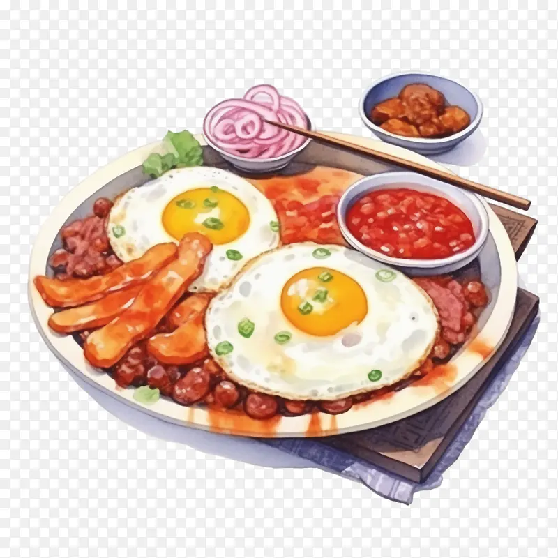 韩国食品-韩国食品煎鸡蛋土豆番茄酱酱油