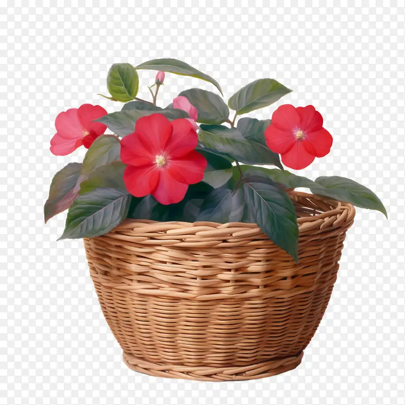 凤仙花-凤仙花红色花篮盆栽