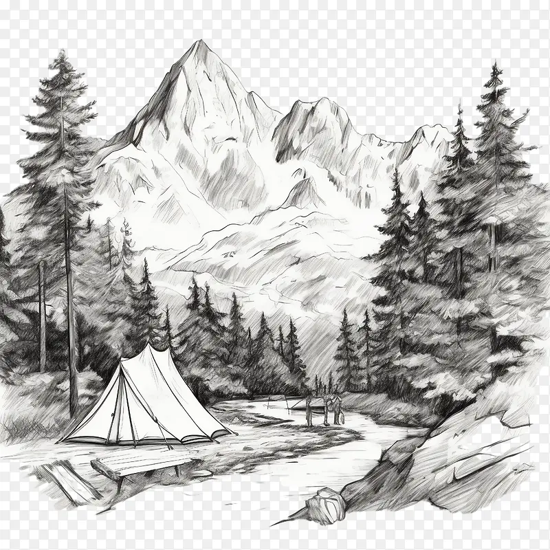 露营-露营自然露营帐篷山