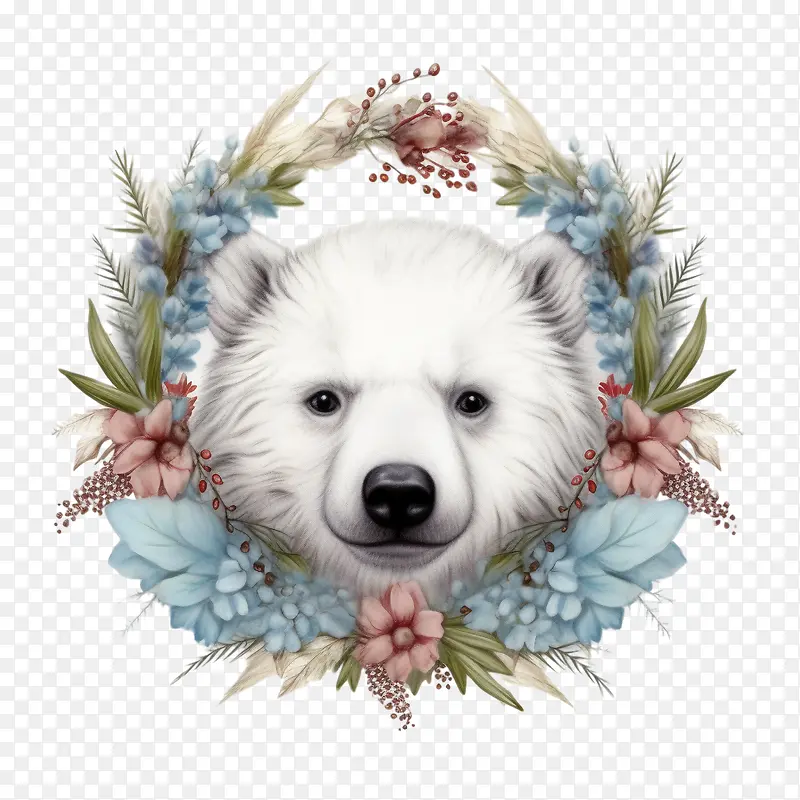 小北极熊-小北极熊北极熊熊花环鲜花