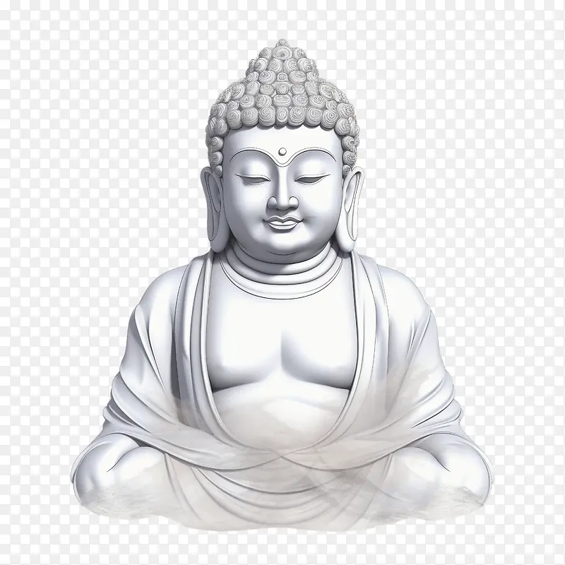 佛-佛陀雕像白色坐姿冥想姿势