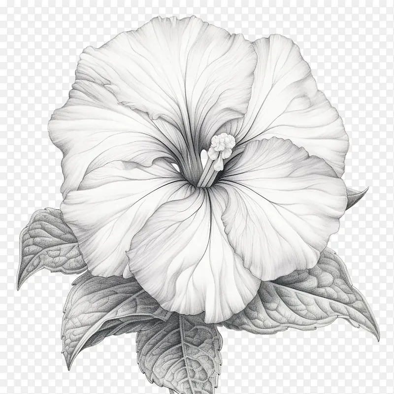矮牵牛花-矮牵牛花花白色花瓣叶子