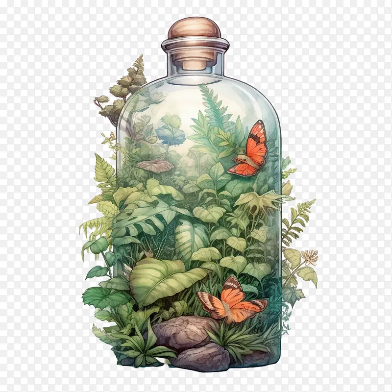 自然-自然瓶中的自然植物玻璃容器