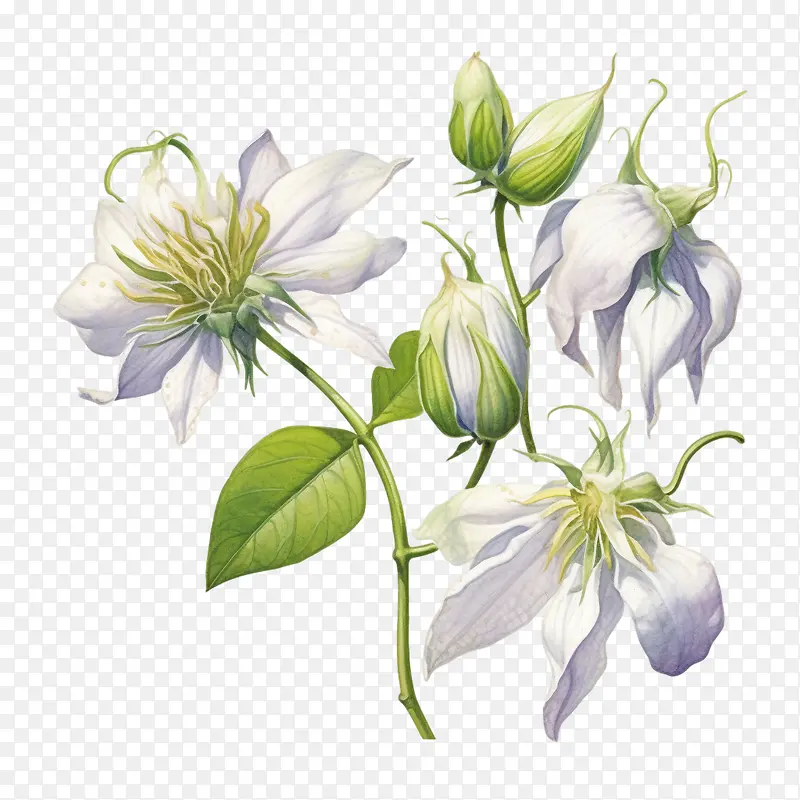 铁线莲花-铁线莲花白花铁线莲植物开花