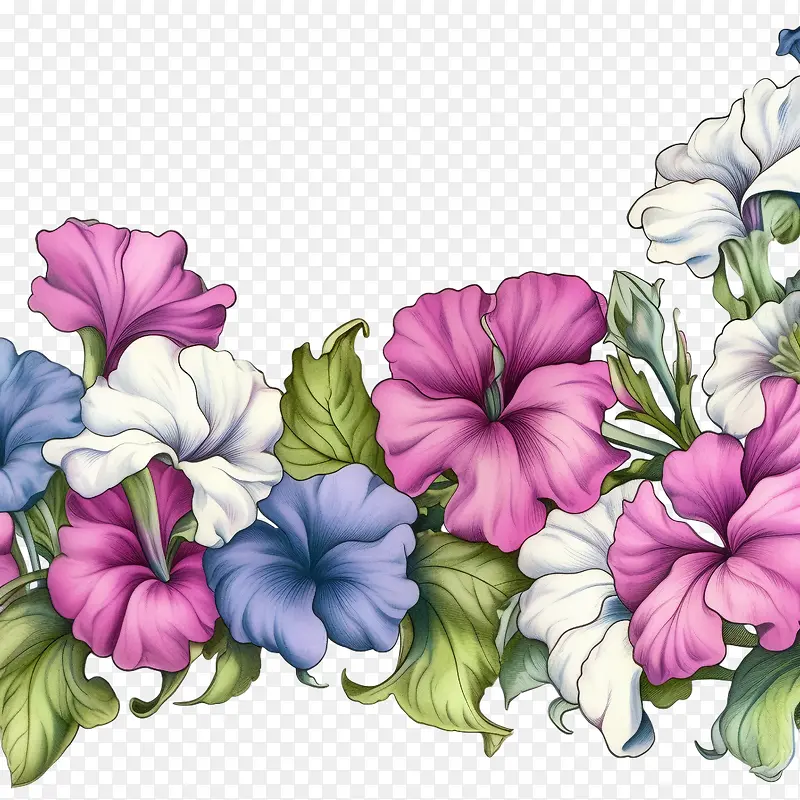 矮牵牛花-矮牵牛花粉红色紫色蓝色白色