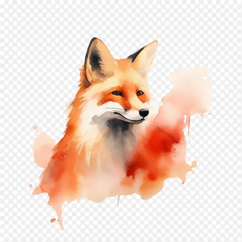 水彩狐狸-水彩狐狸狐狸红狐狸水彩毛皮