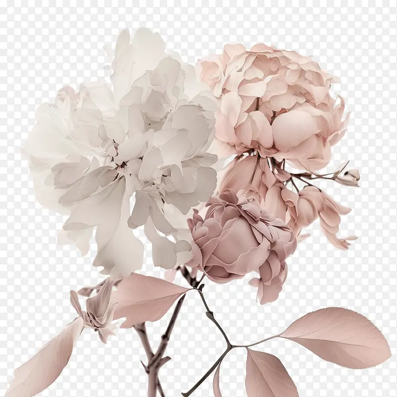 花-花牡丹粉红色白色花束