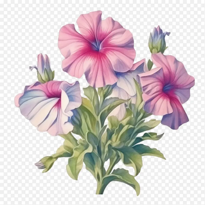 矮牵牛花-矮牵牛花粉红色的花朵紫色的花朵花束布置