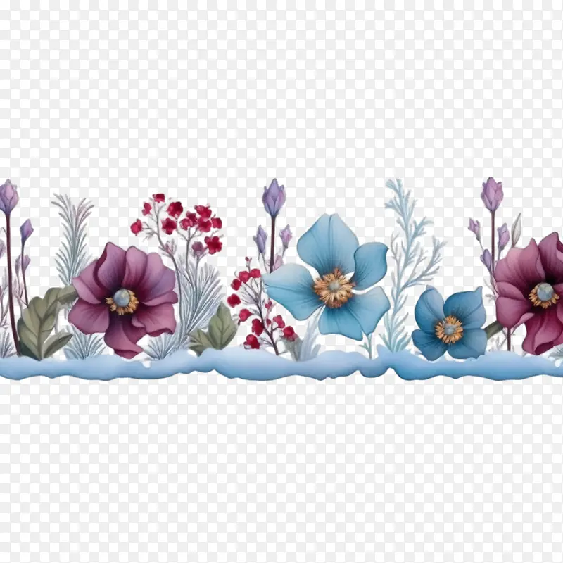 冬天的花-花边框