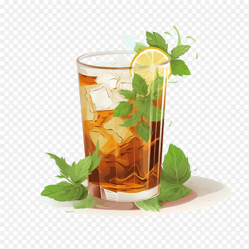 冰茶——冰茶冰茶饮料柠檬水玻璃冰