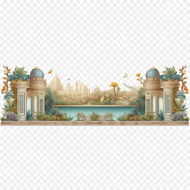 花园边界-花园边界天空水建筑树木