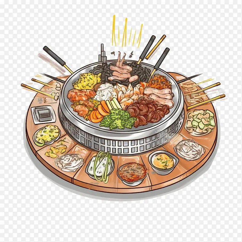 涂鸦韩国食品-涂鸦韩国食品韩国食品食品烧烤烧烤