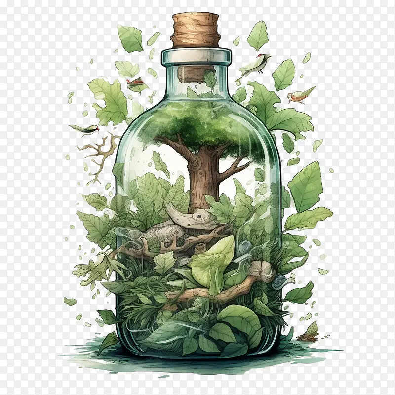 瓶瓶自然植物玻璃瓶树