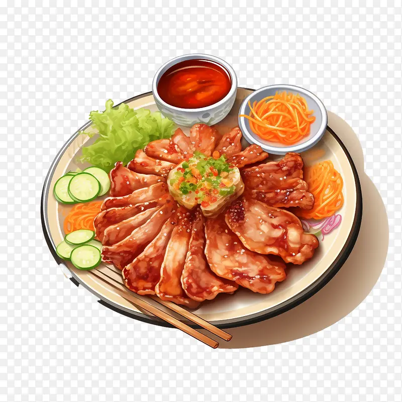 韩国食品-韩国食品卡通韩国食品鸡肉切片