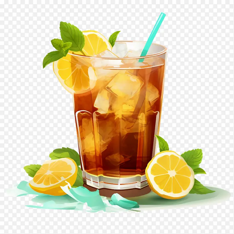 冰茶——冰茶冰茶饮料柠檬水薄荷叶冰