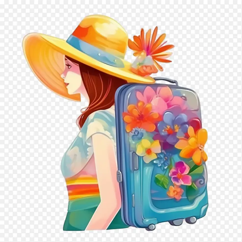 旅行-旅行假期旅行女人手提箱