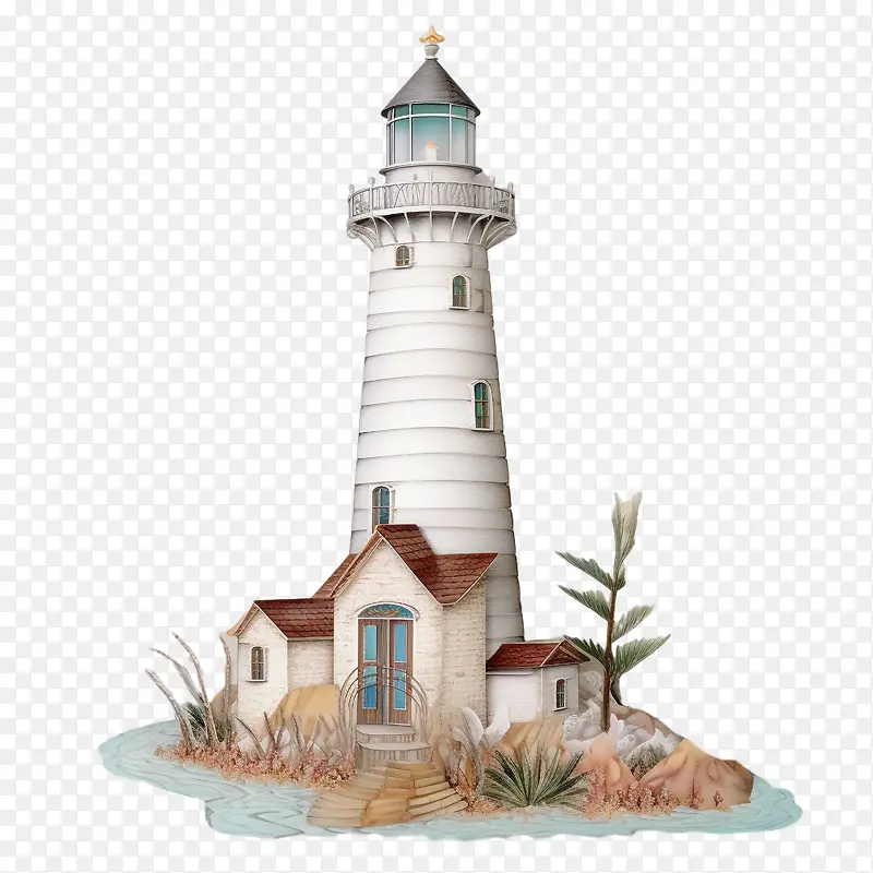 灯塔-灯塔灯塔白色的海洋沙滩