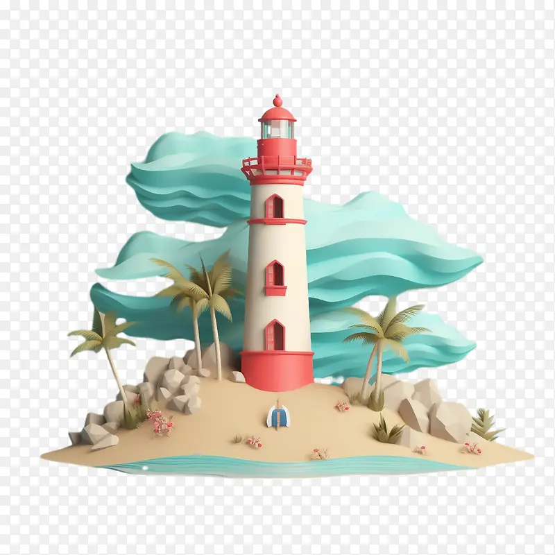 海滩岛-棕榈树