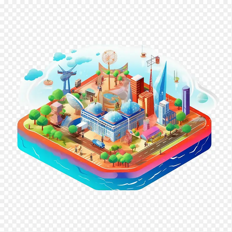 互联网-互联网建设城市天际线摩天大楼