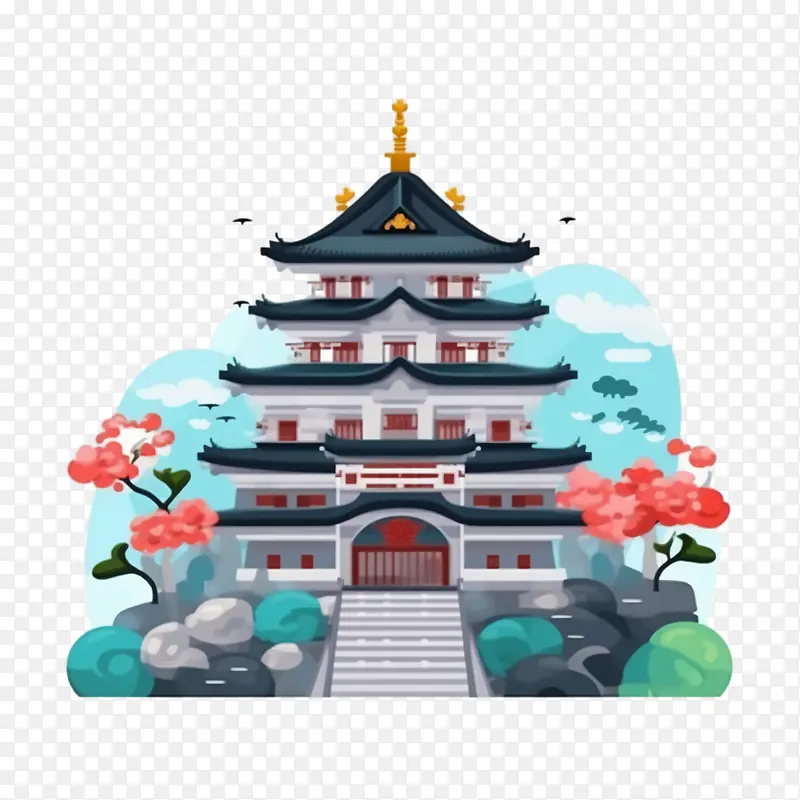 日本城堡-瀑布