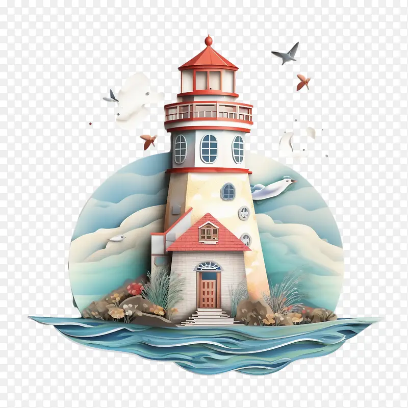 灯塔-灯塔灯塔海洋水波
