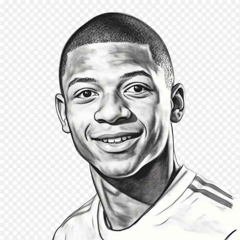 kylianmbappe-kylianmbappe男子足球运动员微笑足球球衣