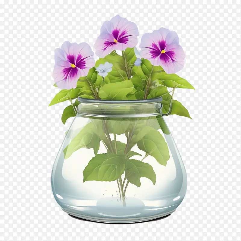 矮牵牛花-矮牵牛花三色堇花瓶紫色花朵