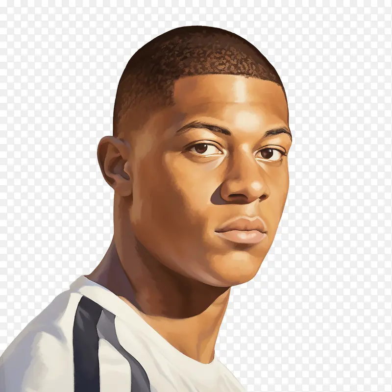 kylianmbappe-kylianmbappe肖像足球运动员黑白脸