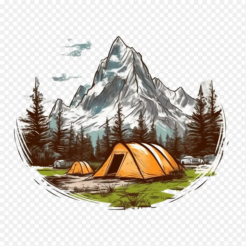 露营-露营帐篷露营远足山