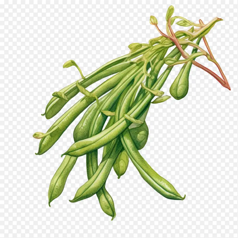 绿豆-绿豆蔬菜豌豆荚绿色水彩