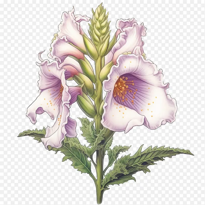 毛地黄花-毛地黄花瓣白色紫色绿色