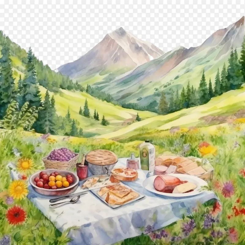 烧烤-户外烧烤野餐山景