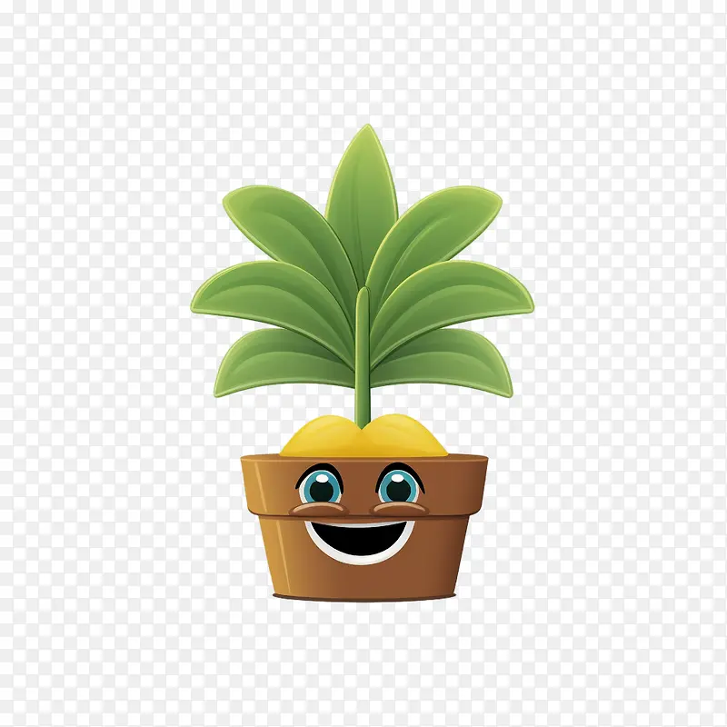 幼苗-幼苗植物微笑快乐棕色锅