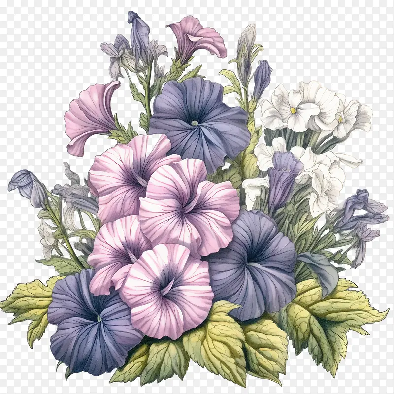 矮牵牛花-矮牵牛花花束鲜花粉红色紫色