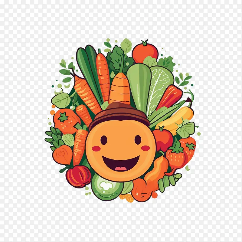 素食日-素食日笑脸蔬菜水果有机
