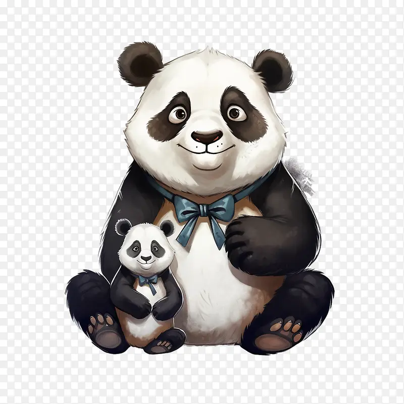爸爸和孩子——熊猫