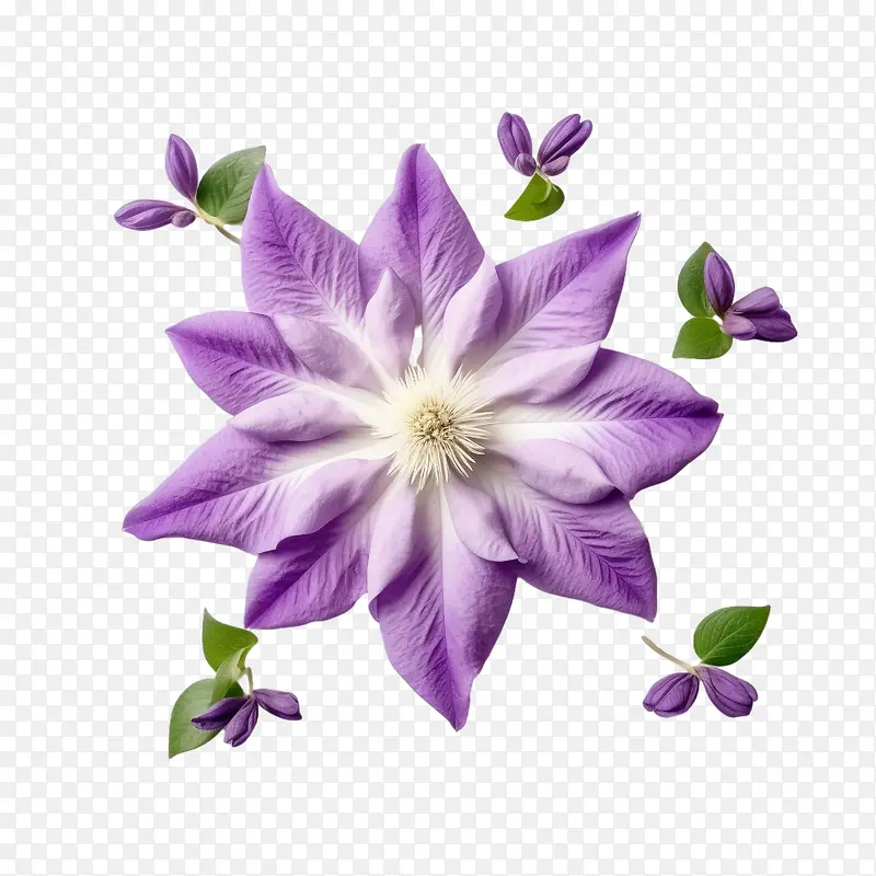 铁线莲花-铁线莲花紫色花簇白色