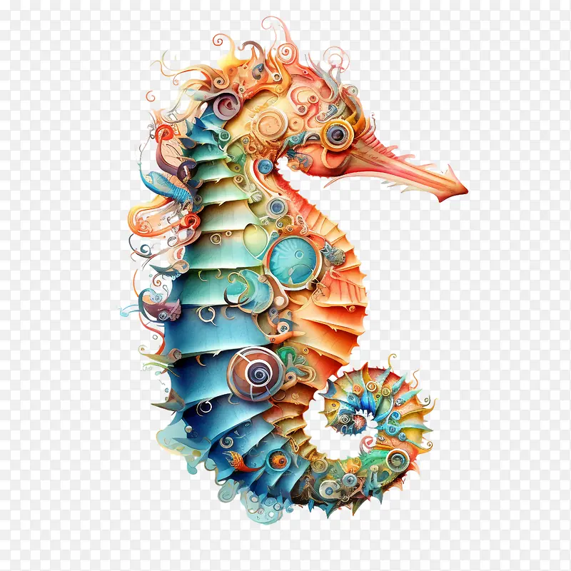 海马-海马海马海洋生物多彩抽象