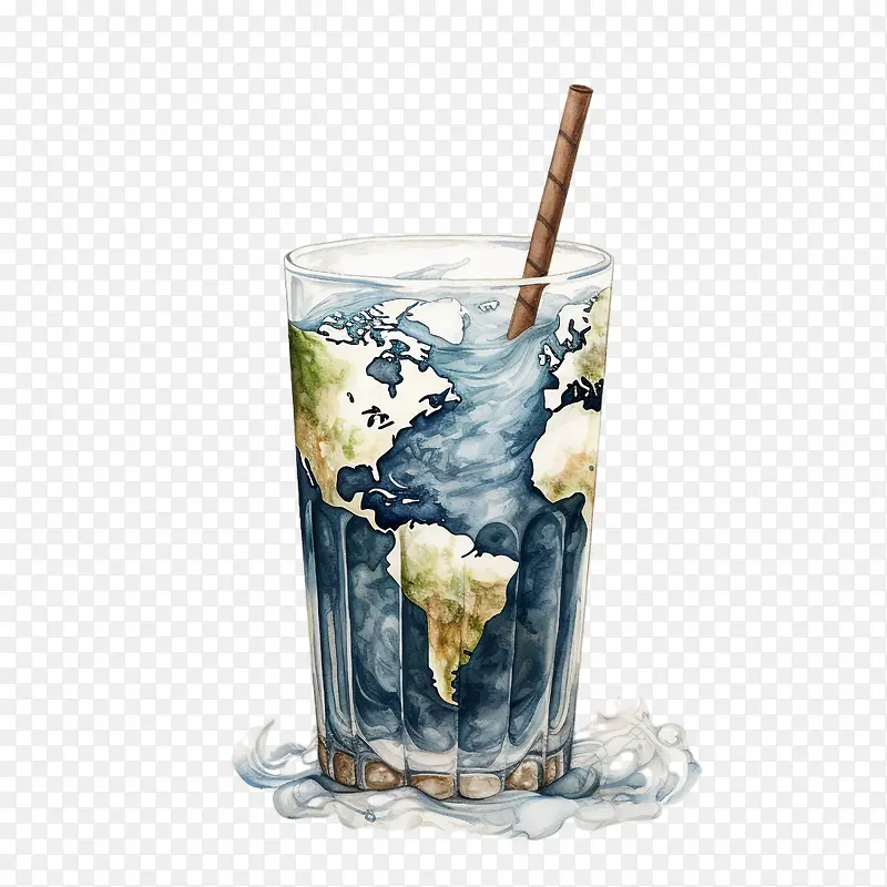 饮料-喝地球气候变化全球变暖海洋