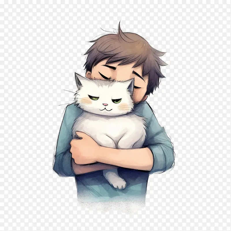 拥抱猫-拥抱猫的人抱着猫拥抱