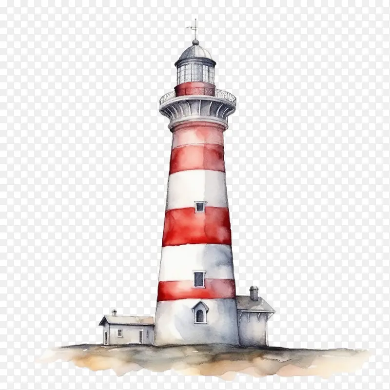 灯塔-灯塔灯塔水彩画航海