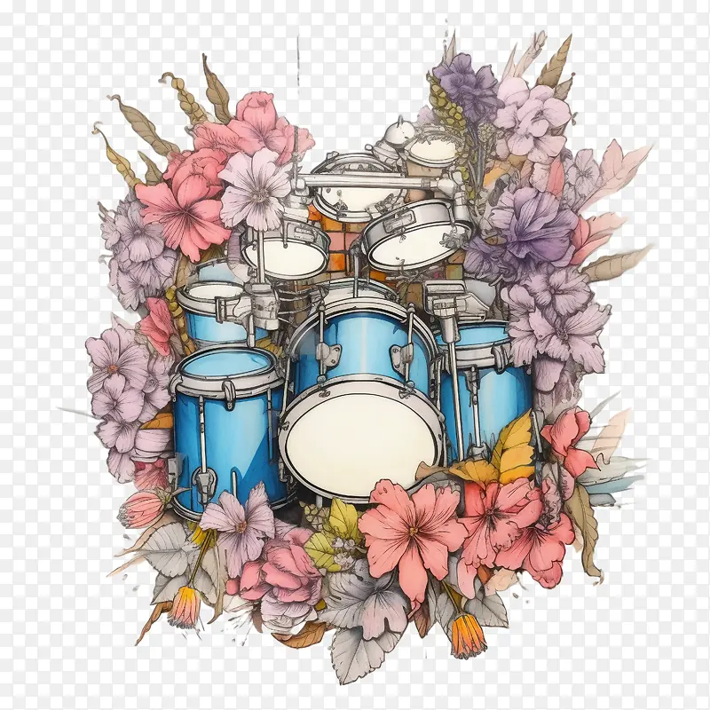 鼓-花卉背景