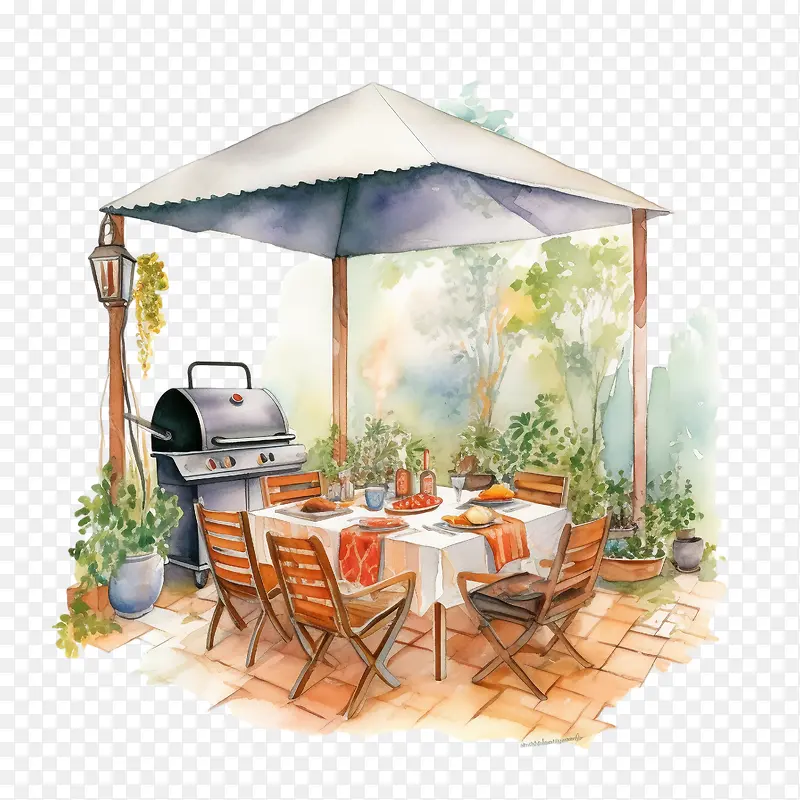 烧烤-烧烤露台户外用餐花园烧烤