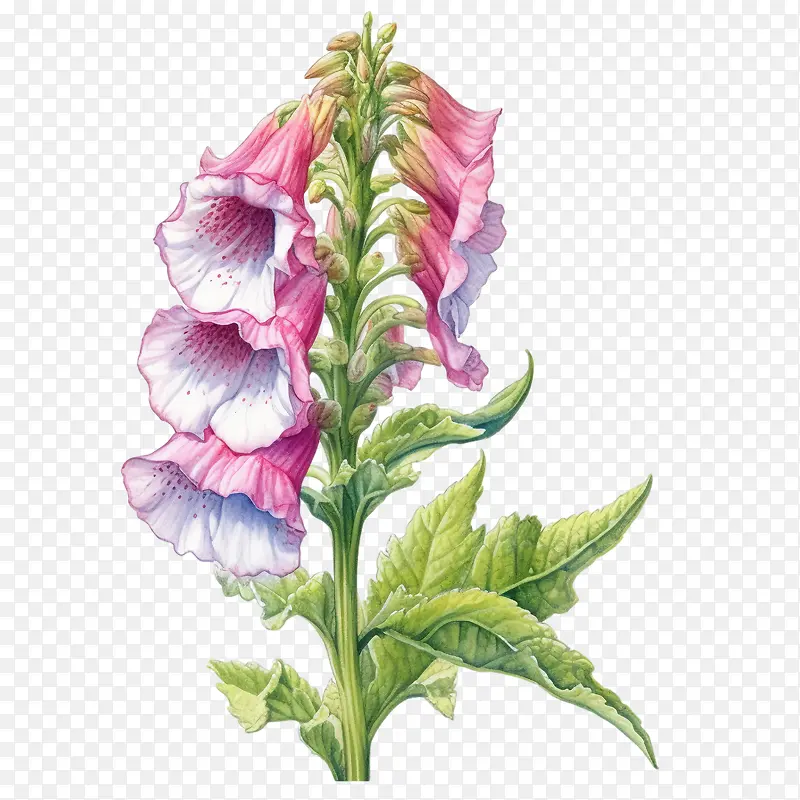 毛地黄花-毛地黄花粉红色紫色白色的花朵