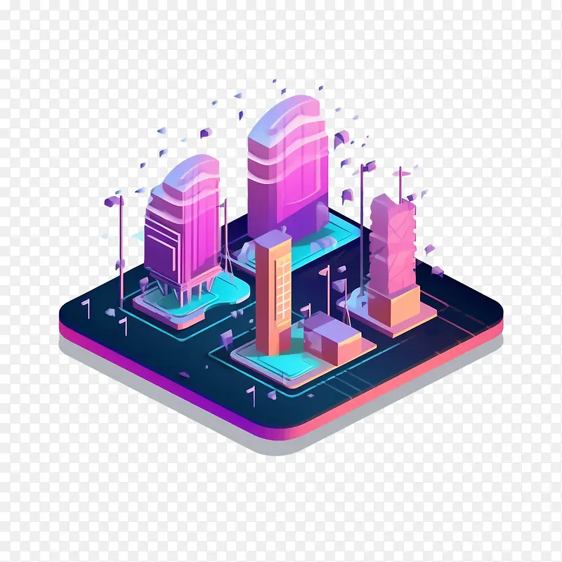 互联网-互联网城市摩天大楼现代建筑未来派