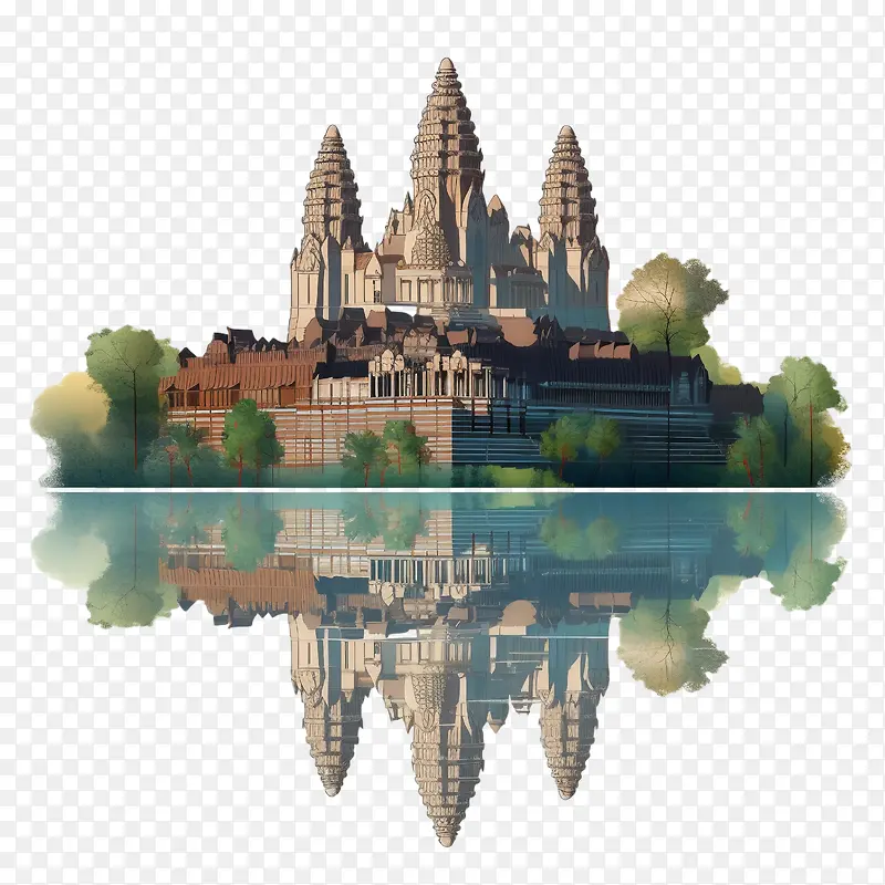 柬埔寨-柬埔寨寺庙建筑,扫管笏的天空