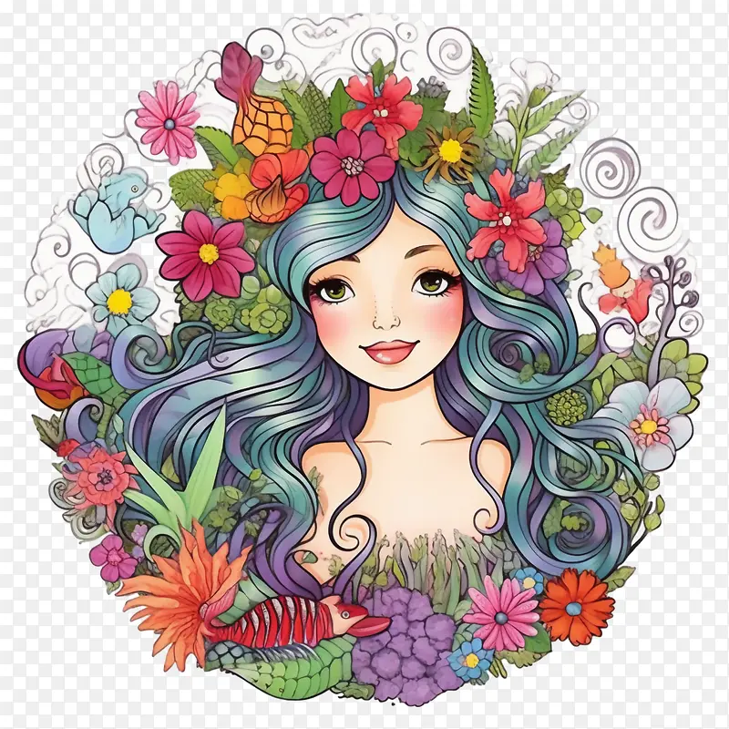 美人鱼-美人鱼美人鱼水彩幻想水生