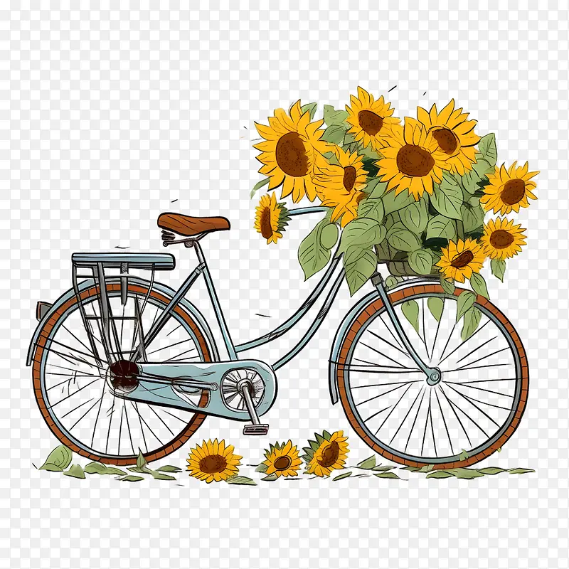 自行车-自行车向日葵自行车花束鲜花