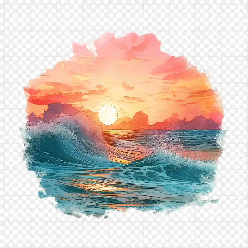日出-日出海浪海洋日落