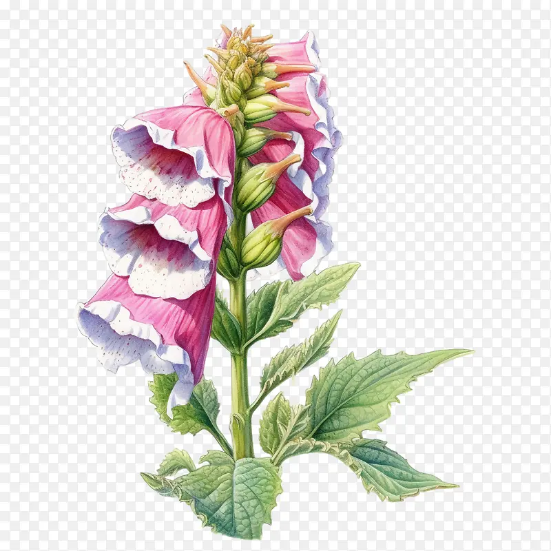 毛地黄花-毛地黄花粉红色的花朵雄蕊雌蕊白色的花朵
